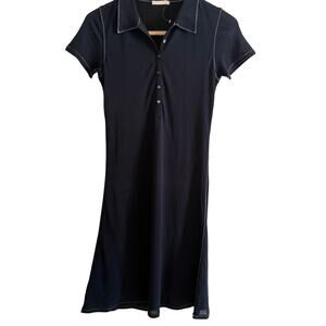 Y2K Vintage | 7 FOR ALL MANKIND |  Navy Blue Pique Short Sleeve Polo Dress Small